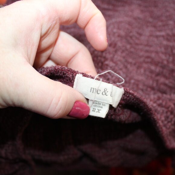 Me & U Brand Juniors 2X Crop Sweater Purple - Picture 7 of 8